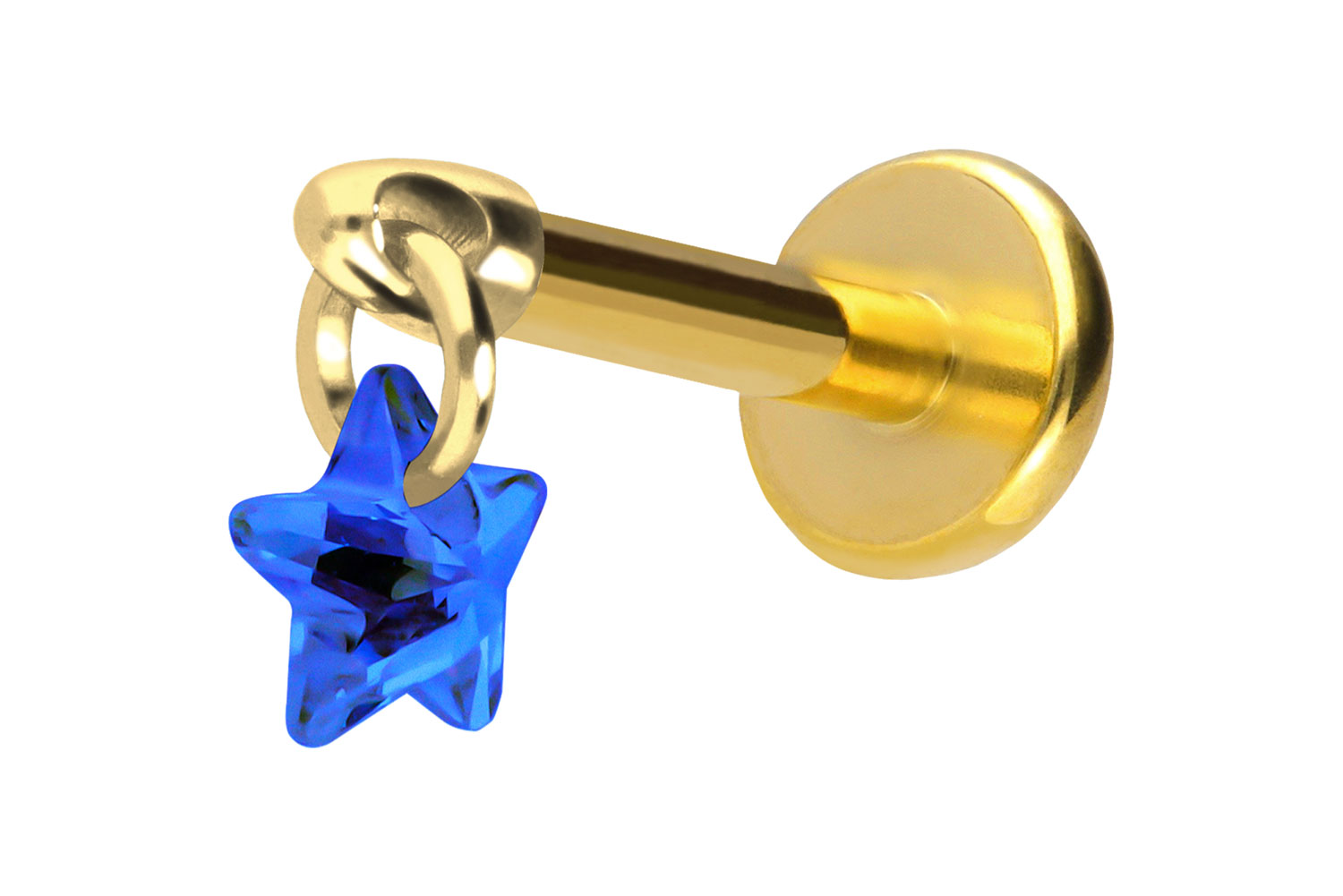 Titan Labret Piercing mit Push Fit KRISTALLSTERN